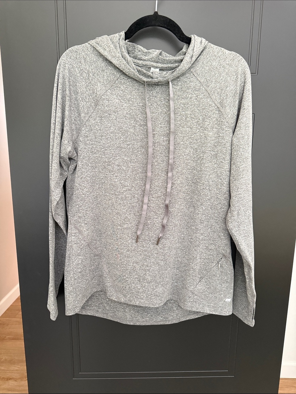 Marika Dark Heather Gray Cowl Neck hooded Pullover